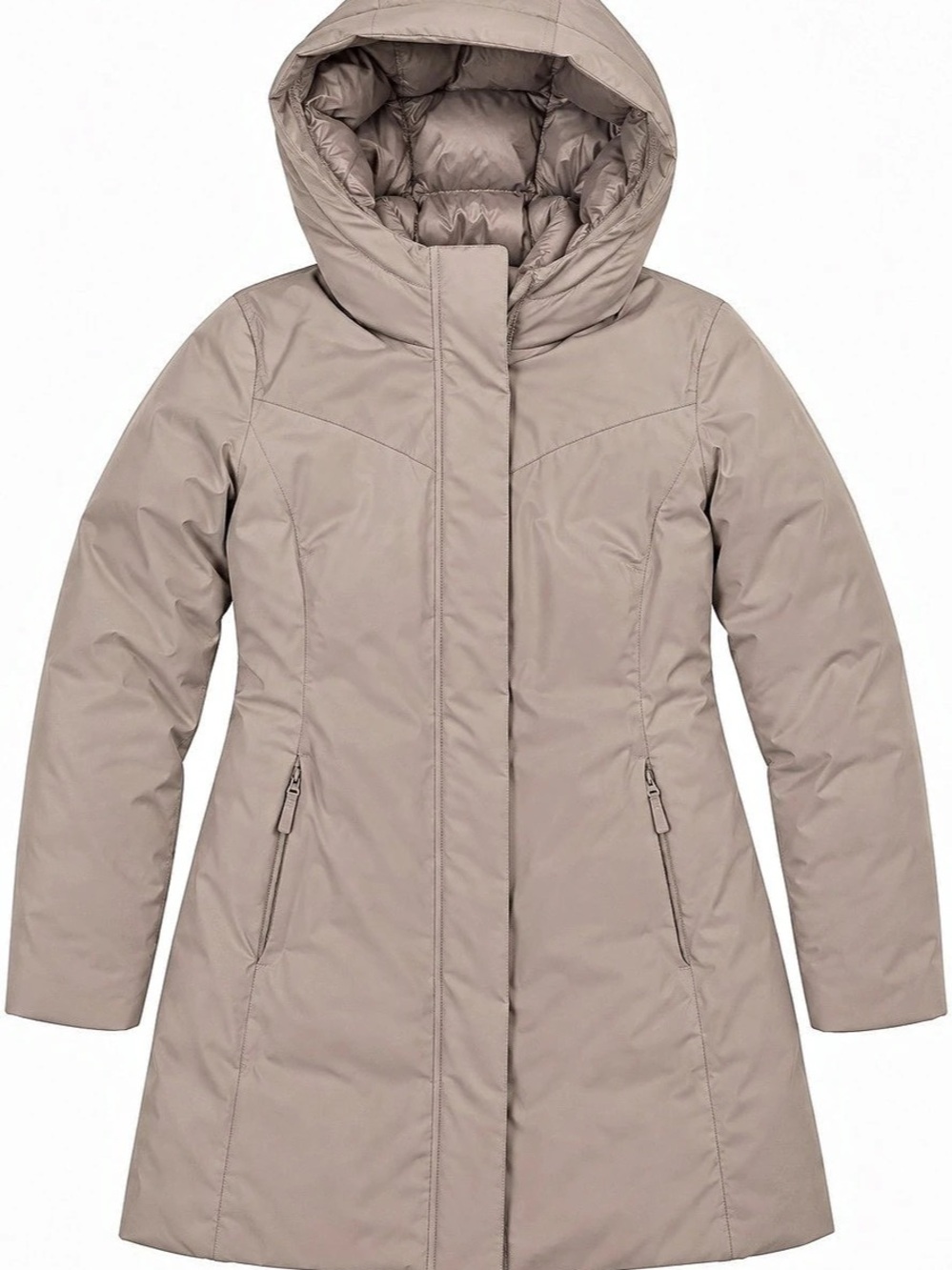 32 Degrees Heat Women’s Long Hooded Down Puffer Coat Taupe